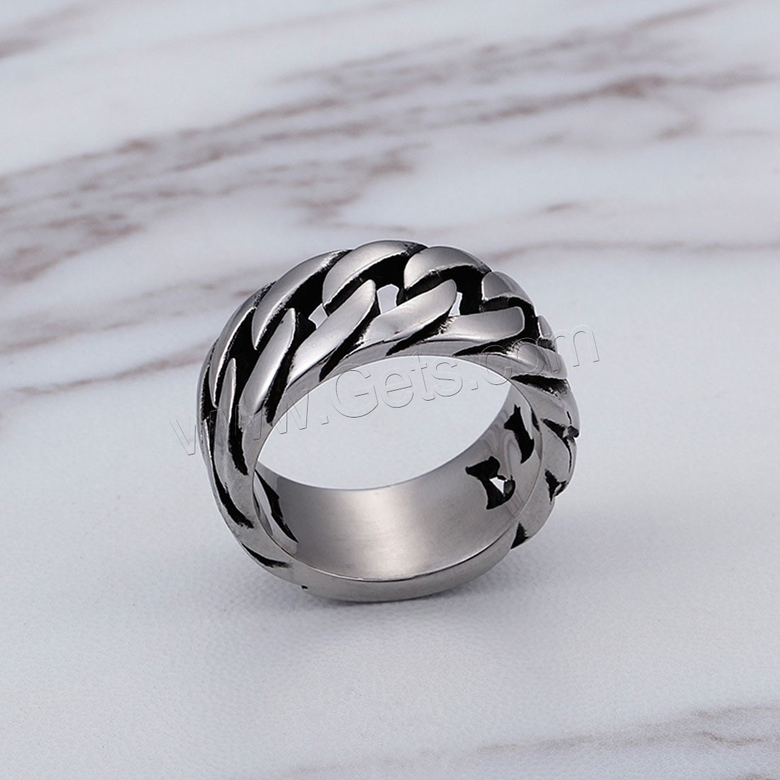 Men Stainless Steel Ring in Bulk, Titanium Steel, polished, chain texture & different size for choice & for man & blacken, original color, 10mm, Sold By PC