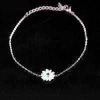 Enamel Brass Bracelets, with 30mm extender chain, Daisy, platinum plated, with lobster clasp & oval chain & for woman, nickel, lead & cadmium free Approx 6.3 Inch 