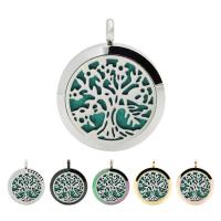 Pendentif Médaillon Parfum, acier inoxydable, Placage, arbre de la conception de la vie & styles différents pour le choix & avec strass & creux, 30mm Environ 5mm, Vendu par PC