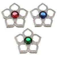 Crystal Brass Connector, with Crystal, Flower, platinum plated, multihole & micro pave cubic zirconia & faceted Approx 