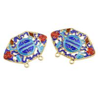 Cloisonne Connector, gold color plated, enamel & 1/2 loop, nickel, lead & cadmium free Approx 6x3-1.5mm 