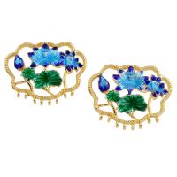Cloisonne Connector, Lotus, gold color plated, enamel & 1/7 loop, nickel, lead & cadmium free Approx 1- 