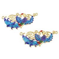 Cloisonne Connector, Phoenix, gold color plated, enamel & 1/1 loop, nickel, lead & cadmium free Approx 1.5mm 