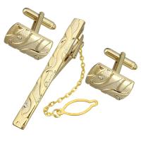 alliage de zinc Tie Clip Cufflink Set, pince à cravate & bouton de manchette, Placage de couleur d'or, unisexe & styles différents pour le choix & avec strass  Vendu par fixé