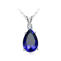 Newegg® Schmuck Halskette, Messing, mit Verlängerungskettchen von 1.9lnch, Tropfen, platiniert, Oval-Kette & für Frau & mit kubischem Zirkonia, 12mm, 20mm, Länge:ca. 18.1 ZollInch, verkauft von Strang