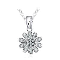 Newegg® Jewelry Necklace, laiton, avec 1.9lnch chaînes de rallonge, fleur, Plaqué de platine, chaîne ovale & pavé de micro zircon & pour femme Environ 17.3 pouce, Vendu par brin