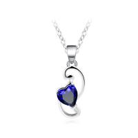 Newegg® Schmuck Halskette, Messing, mit Verlängerungskettchen von 1.9lnch, Herz, platiniert, Oval-Kette & für Frau & mit kubischem Zirkonia, 9mm, 25mm, Länge:ca. 16.5 ZollInch, verkauft von Strang