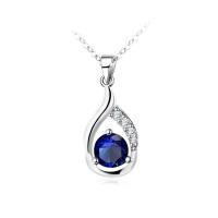 Newegg® Schmuck Halskette, Messing, mit Verlängerungskettchen von 1.9lnch, Tropfen, platiniert, Oval-Kette & für Frau & mit kubischem Zirkonia, 6mm, 25mm, Länge:ca. 18.1 ZollInch, verkauft von Strang