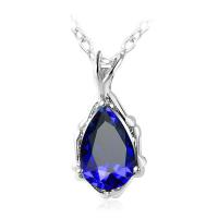 Newegg® Jewelry Necklace, laiton, avec 1.9lnch chaînes de rallonge, larme, Plaqué de platine, chaîne ovale & pour femme & avec zircone cubique, 14mm, 21mm Environ 18.1 pouce, Vendu par brin