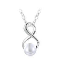 Newegg® Jewelry Necklace, laiton, avec Shell Pearl, avec 1.9lnch chaînes de rallonge, Infini, Plaqué de platine, chaîne ovale & pour femme Environ 17.5 pouce, Vendu par brin
