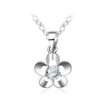 Newegg® Jewelry Necklace, laiton, avec 1.9lnch chaînes de rallonge, fleur, Plaqué de platine, chaîne ovale & pour femme & avec zircone cubique, 15mm, 22mm Environ 17.3 pouce, Vendu par brin