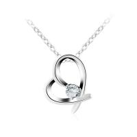 Newegg® Schmuck Halskette, Messing, mit Verlängerungskettchen von 1.9lnch, Herz, platiniert, Oval-Kette & für Frau & mit kubischem Zirkonia, 16mm, Länge:ca. 17.3 ZollInch, verkauft von Strang