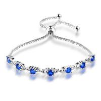 Newegg® Schmuck Armband, Messing, platiniert, Kastenkette & für Frau & mit kubischem Zirkonia, 65mm, Länge:ca. 10.2 ZollInch, verkauft von Strang