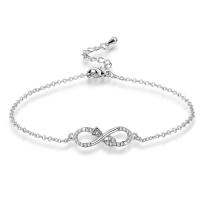 Newegg® Schmuck Armband, Messing, mit Verlängerungskettchen von 1.9lnch, Unendliche, platiniert, Oval-Kette & Micro pave Zirkonia & für Frau, 24mm, Länge:ca. 7.5 ZollInch, verkauft von Strang