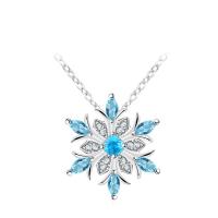 Newegg® Schmuck Halskette, Messing, mit Verlängerungskettchen von 1.9lnch, Schneeflocke, platiniert, Weihnachtsschmuck & für Frau & mit kubischem Zirkonia, 23mm, Länge:ca. 15.7 ZollInch, verkauft von Strang