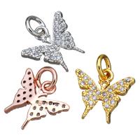 Cubic Zirconia Micro Pave Brass Pendant, Butterfly, plated, micro pave cubic zirconia Approx 3mm 