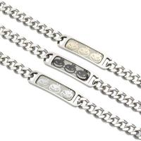 Edelstahl Charm Armband, 316 L Edelstahl, mit Verlängerungskettchen von 1.5Inch, plattiert, unisex & Kandare Kette & glänzend, keine, 45x11mm, Länge:ca. 7.4 ZollInch, verkauft von Strang