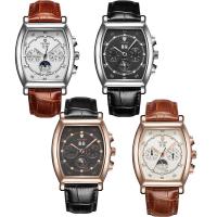 Collection de montres TEVISE®, cuir de peau de vache, avec verre & acier inoxydable, Placage, 30M étanche & montre mécanique & réglable & pour homme, plus de couleurs à choisir Environ 9.4 pouce, Vendu par PC