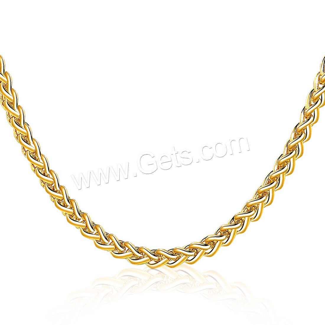 Collar en Cadena de Latón, metal, chapado en oro de 18 K, longitud diferente para la opción & cadena de trigo & para mujer, libre de níquel, plomo & cadmio, 3.5mm, Vendido por Sarta