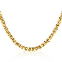 Collar en Cadena de Latón, metal, chapado en oro de 18 K, longitud diferente para la opción & cadena de trigo & para mujer, libre de níquel, plomo & cadmio, 3.5mm, Vendido por Sarta