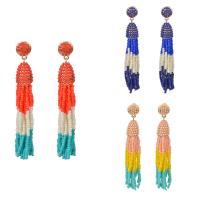 Fashion Fringe Earrings, Zinc Alloy, with Glass Seed Beads, stainless steel post pin, gold color plated, for woman lead & cadmium free 