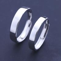 Anillos para Pareja, metal, Plata ley 925 gruesa, con patrón de corazón & ajustable & con el patrón de la letra, libre de níquel, plomo & cadmio, 3.7mm,4.2mm, tamaño:9.5-14, Vendido por Par