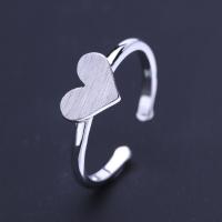 Anillo de dedo de latón, metal, Corazón, Plata ley 925 gruesa, ajustable & diferentes estilos para la opción & para mujer, libre de níquel, plomo & cadmio, Vendido por UD