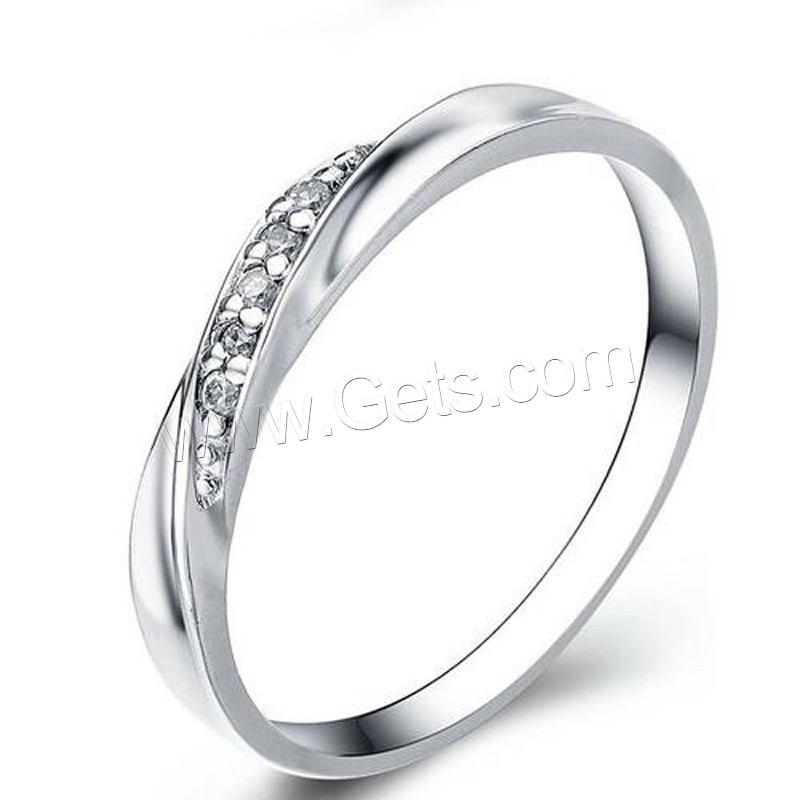 Befestigter Zirkonia Messingring Fingerring, Messing, Dicke 925 Sterling-Silber vergoldet, unisex & verschiedene Größen vorhanden & Micro pave Zirkonia, frei von Nickel, Blei & Kadmium, 8x3mm,4mm, verkauft von PC