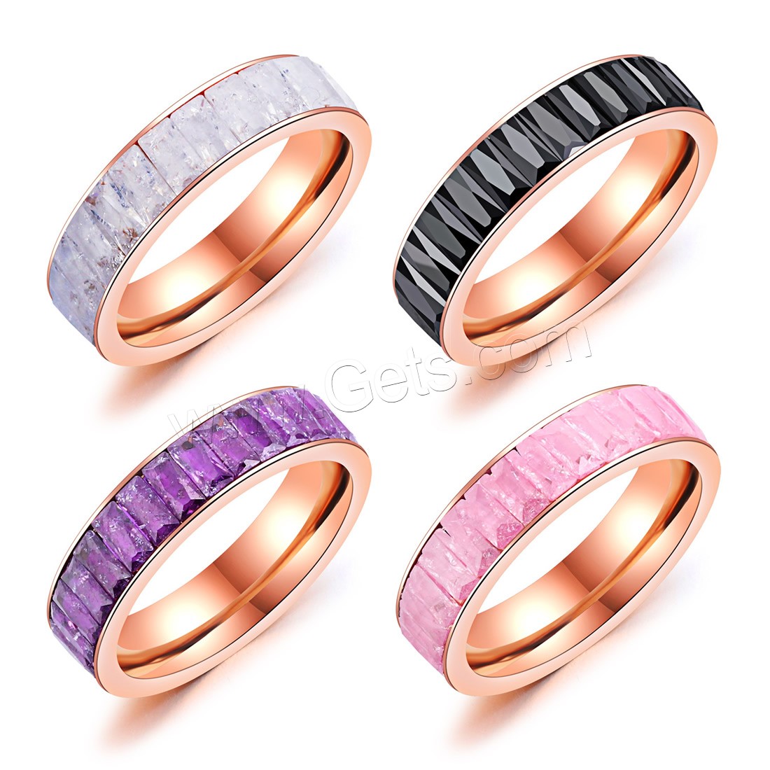 Bague en acier inoxydable, avec cristal, Placage, normes différentes pour le choix & pour femme & facettes, couleurs mélangées, 2mm, Vendu par PC