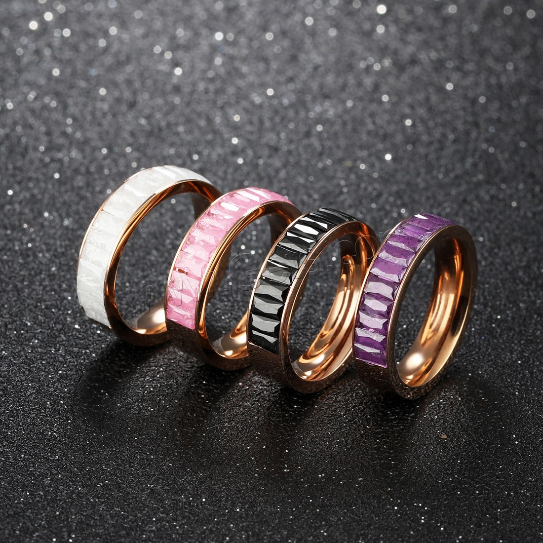 Bague en acier inoxydable, avec cristal, Placage, normes différentes pour le choix & pour femme & facettes, couleurs mélangées, 2mm, Vendu par PC