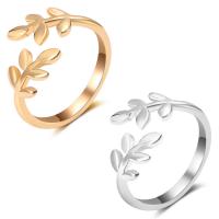 Zinc Alloy Cuff Finger Ring, Leaf, plated, open & for woman lead & cadmium free, 15mm, US Ring .5 