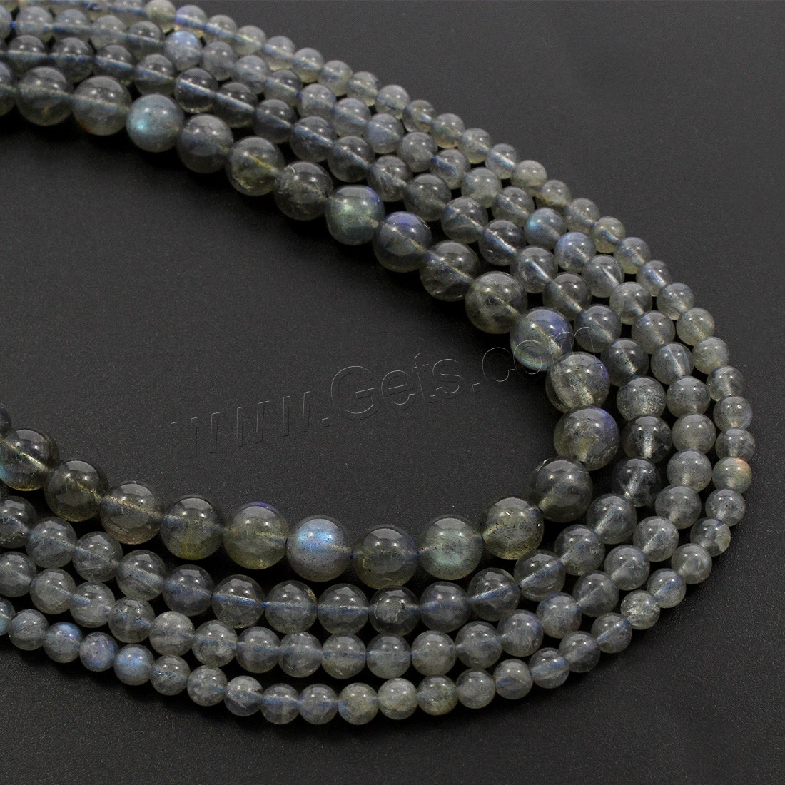 Perles en labradorite, Rond, normes différentes pour le choix, grade A, Trou:Environ 1mm, Longueur:Environ 15.5 pouce, Vendu par brin