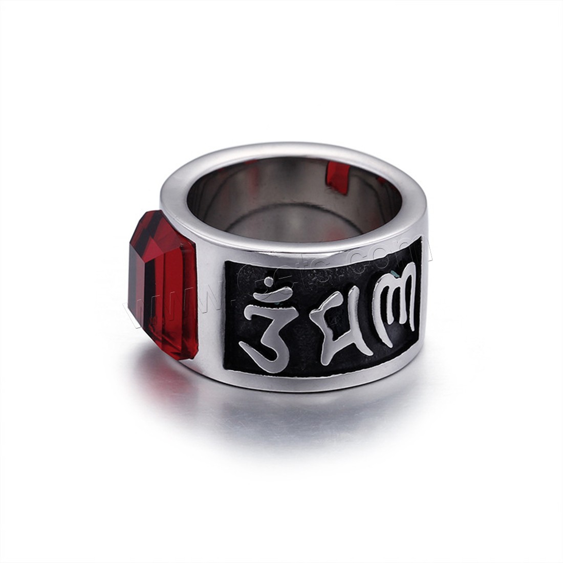 Titanium Steel Finger Ring, with Glass, different size for choice & for man & blacken, 14mm, Sold By PC