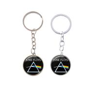 Fashion Time Gem Keychain Key Ring, Zinc Alloy, with iron ring & Glass, Flat Round, plated, time gem jewelry & Unisex & with letter pattern & decal lead & cadmium free, 28mm 