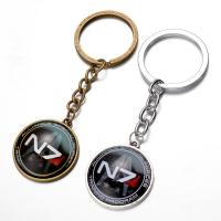 Fashion Time Gem Keychain Key Ring, Zinc Alloy, with iron ring & Glass, Flat Round, plated, time gem jewelry & Unisex & with letter pattern & decal lead & cadmium free, 28mm 