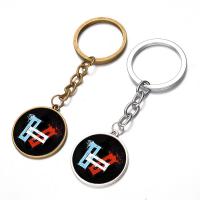 Fashion Time Gem Keychain Key Ring, Zinc Alloy, with iron ring & Glass, Flat Round, plated, time gem jewelry & Unisex & decal lead & cadmium free, 28mm 