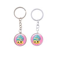 Fashion Time Gem Keychain Key Ring, Zinc Alloy, with iron ring & Glass, Flat Round, plated, time gem jewelry & Unisex & decal lead & cadmium free, 28mm 