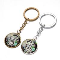 Fashion Time Gem Keychain Key Ring, Zinc Alloy, with iron ring & Glass, Flat Round, plated, time gem jewelry & Unisex & decal lead & cadmium free, 28mm 