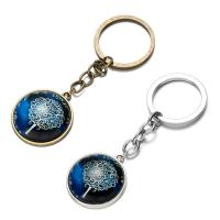 Fashion Time Gem Keychain Key Ring, Zinc Alloy, with iron ring & Glass, Flat Round, plated, tree of life design & time gem jewelry & Unisex & decal lead & cadmium free, 28mm 