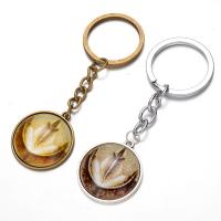 Fashion Time Gem Keychain Key Ring, Zinc Alloy, with iron ring & Glass, Flat Round, plated, time gem jewelry & Unisex & decal lead & cadmium free, 28mm 