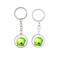 Fashion Time Gem Keychain Key Ring, Zinc Alloy, with iron ring & Glass, Flat Round, plated, time gem jewelry & Unisex & decal lead & cadmium free, 28mm 