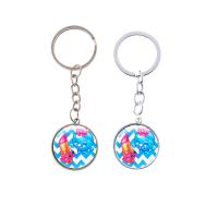 Fashion Time Gem Keychain Key Ring, Zinc Alloy, with iron ring & Glass, Flat Round, plated, time gem jewelry & Unisex & decal lead & cadmium free, 28mm 