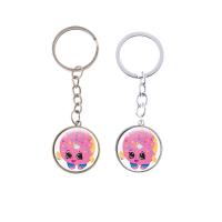 Fashion Time Gem Keychain Key Ring, Zinc Alloy, with iron ring & Glass, Flat Round, plated, time gem jewelry & Unisex & decal lead & cadmium free, 28mm 