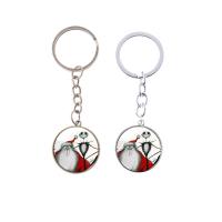 Fashion Time Gem Keychain Key Ring, Zinc Alloy, with iron ring & Glass, Flat Round, plated, time gem jewelry & Unisex & decal lead & cadmium free, 28mm 