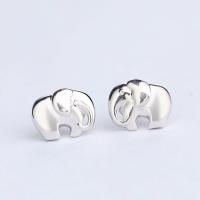 Brass Stud Earring, Elephant, thick 925 sterling silver plated & for woman, nickel, lead & cadmium free 