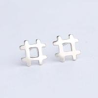 Brass Stud Earring, Fence, thick 925 sterling silver plated, for woman, nickel, lead & cadmium free 