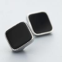 Brass Stud Earring, with Acrylic,  Square, thick 925 sterling silver plated, for woman, nickel, lead & cadmium free 