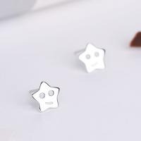 Brass Stud Earring, Star, thick 925 sterling silver plated, for woman, nickel, lead & cadmium free 