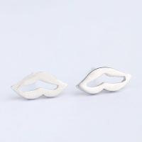 Brass Stud Earring, Lip, thick 925 sterling silver plated, brushed & for woman, nickel, lead & cadmium free 