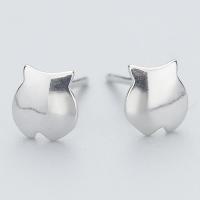 Brass Stud Earring, Fish, thick 925 sterling silver plated, for woman, nickel, lead & cadmium free 